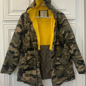 Ci Sono Camo Camouflage Military Utility Style Jacket Fleece Lining Medium